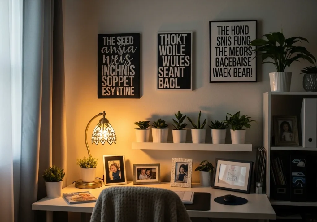 Home office setup with desk near window, ergonomic chair, organized workspace, and ambient lighting for a productive environment.