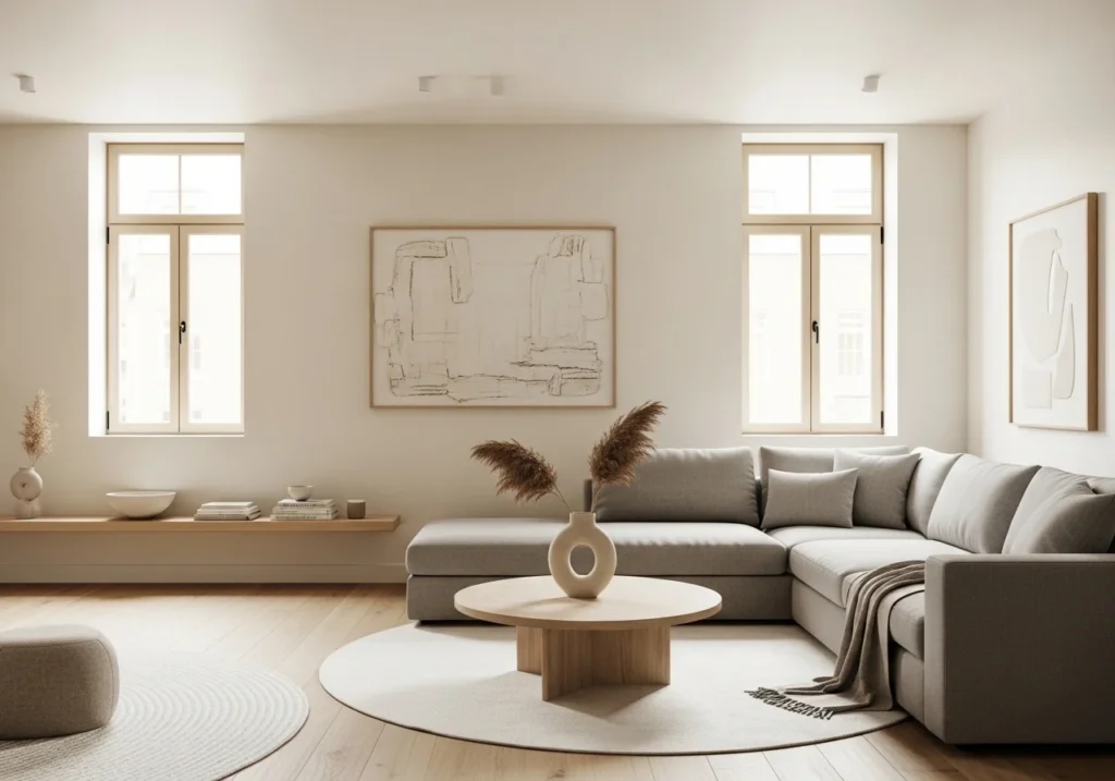 Clean and simple living room with minimalist design style