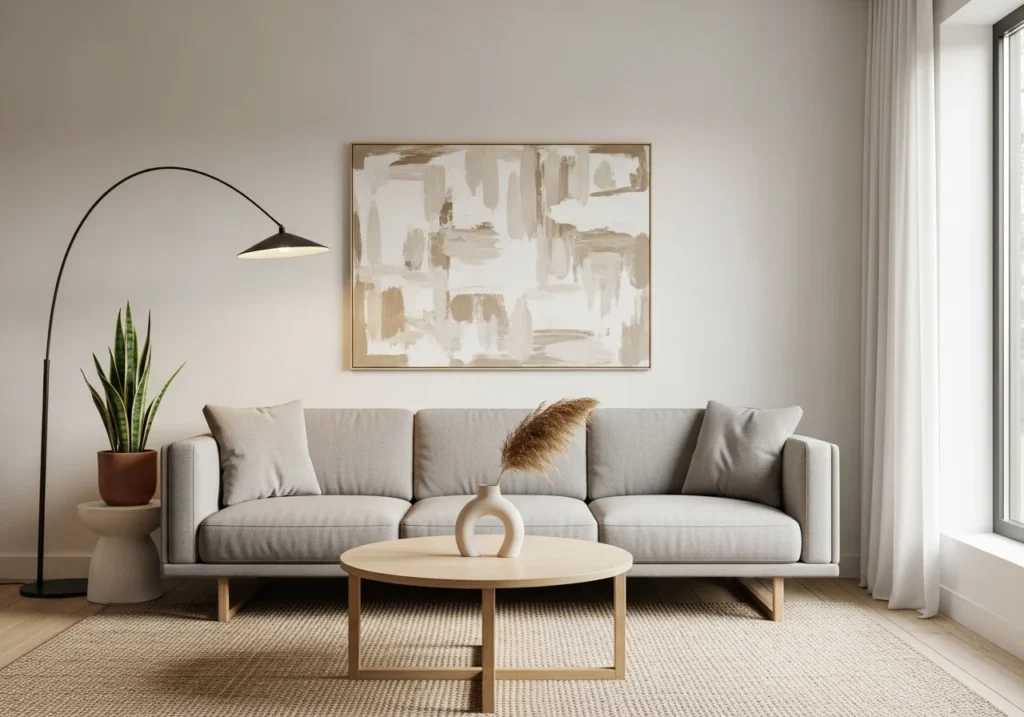 Clean and simple living room with minimalist design style