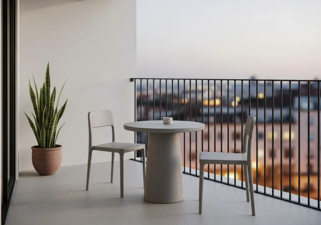 Modern balcony seating arrangement for relaxation