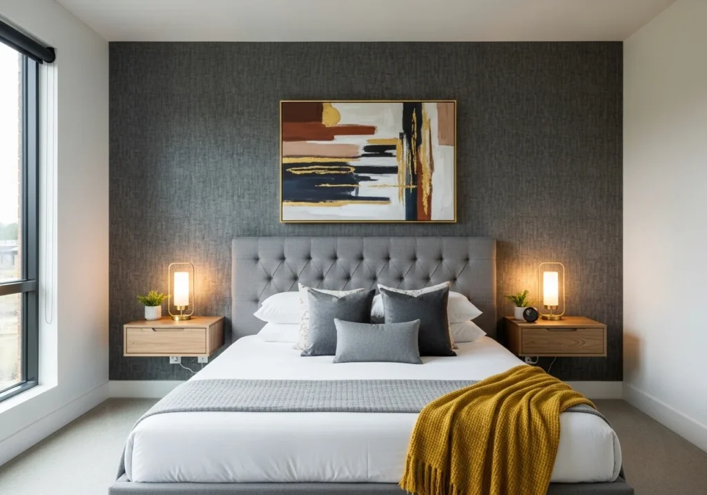 Modern living room with feature wall ideas including textured panels, bold colors, and stylish decor creating a stunning focal point