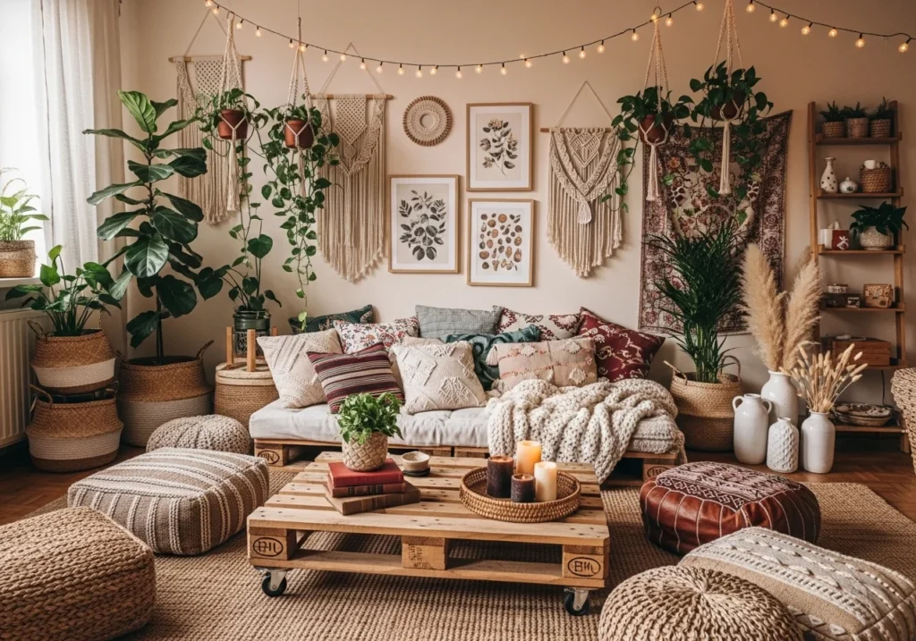 budget boho living room decor