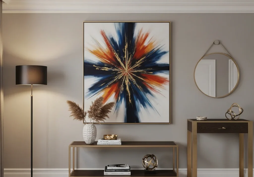 Living room wall painting ideas with geometric designs