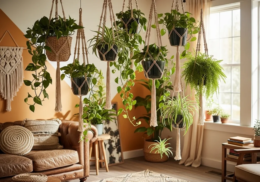 Bedroom decorated with aesthetic indoor plants