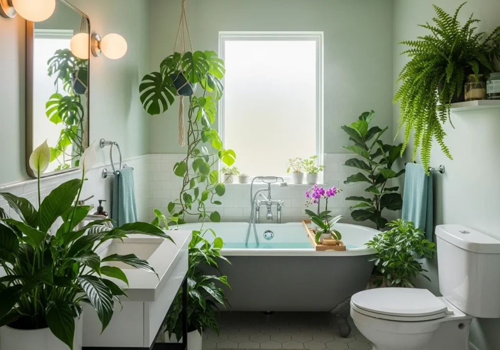 Hanging plants adding greenery to home interior