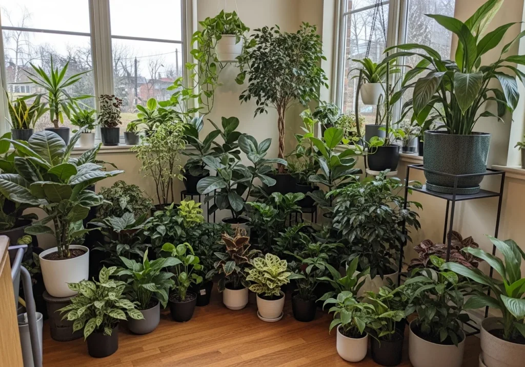 Stylish indoor plant corner with modern decor