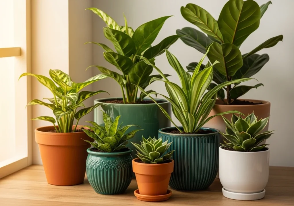 Minimalist home decor with indoor plants setup