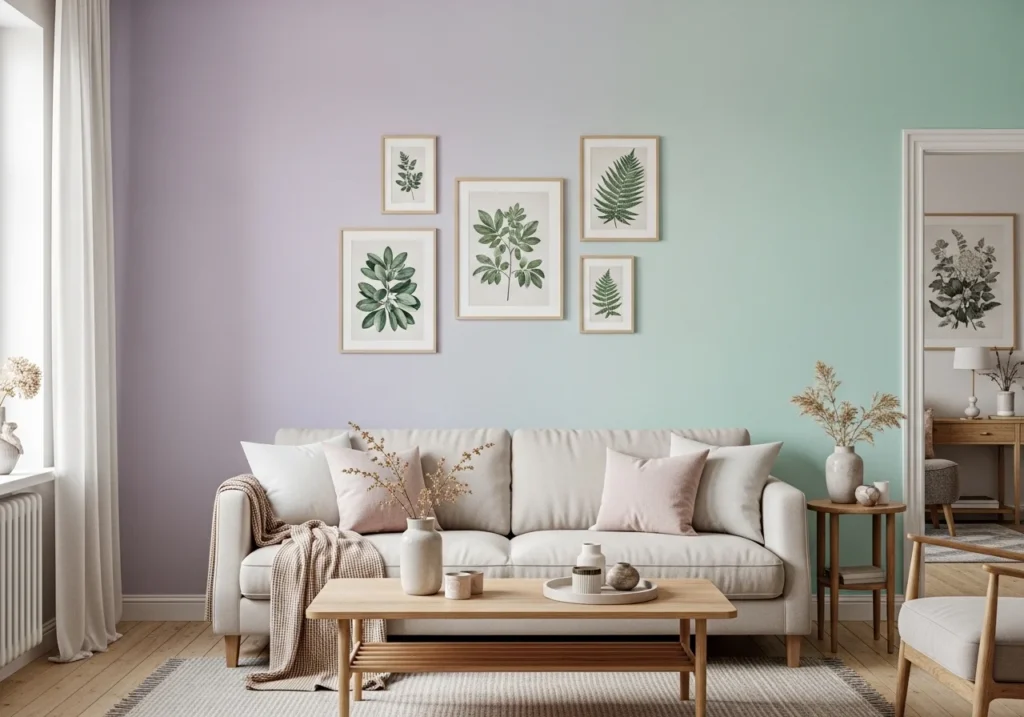 Elegant living room wall painting ideas with soft tones