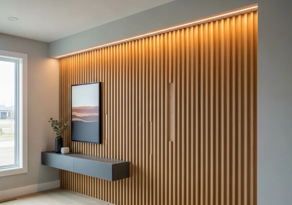 Modern living room featuring stylish wall panel design ideas with elegant textures, neutral tones, and contemporary home decor inspiration