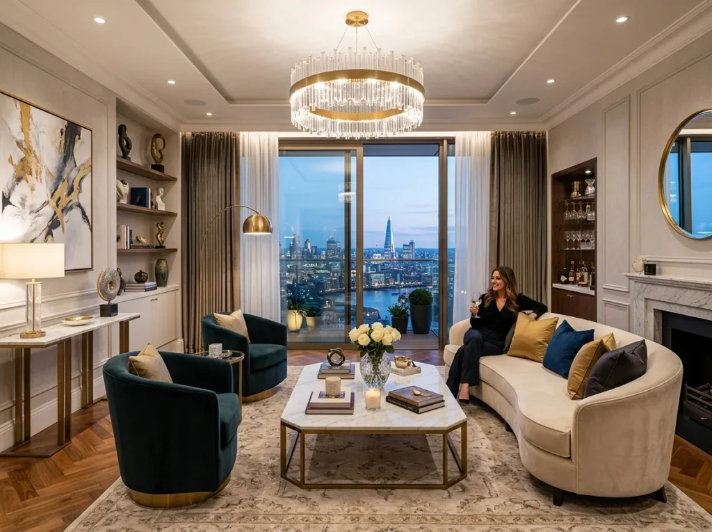 Stylish apartment decor ideas with cozy modern furniture and elegant home styling for a comfortable living space.