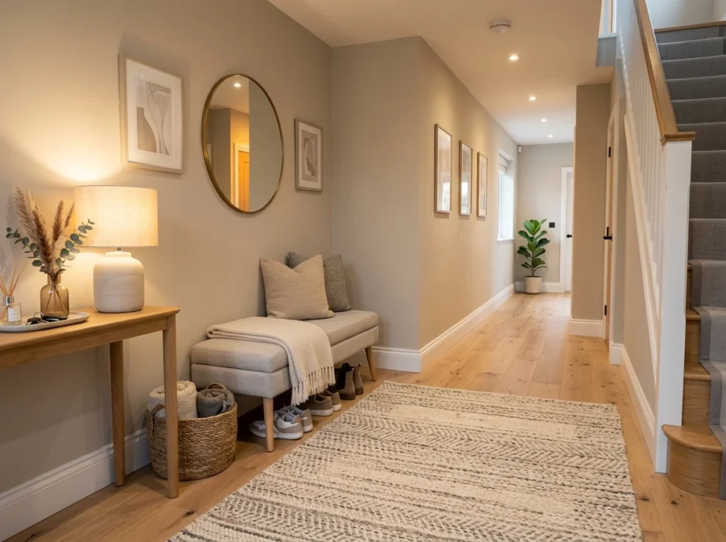 Entryway with a stylish rug adding warmth and texture.