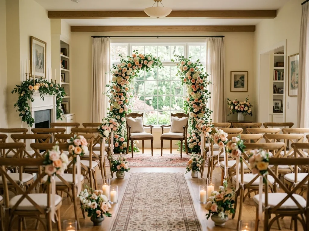 Flora Wedding Ideas featuring a peaceful pastel home setup with soft floral decor and a calm romantic atmosphere
