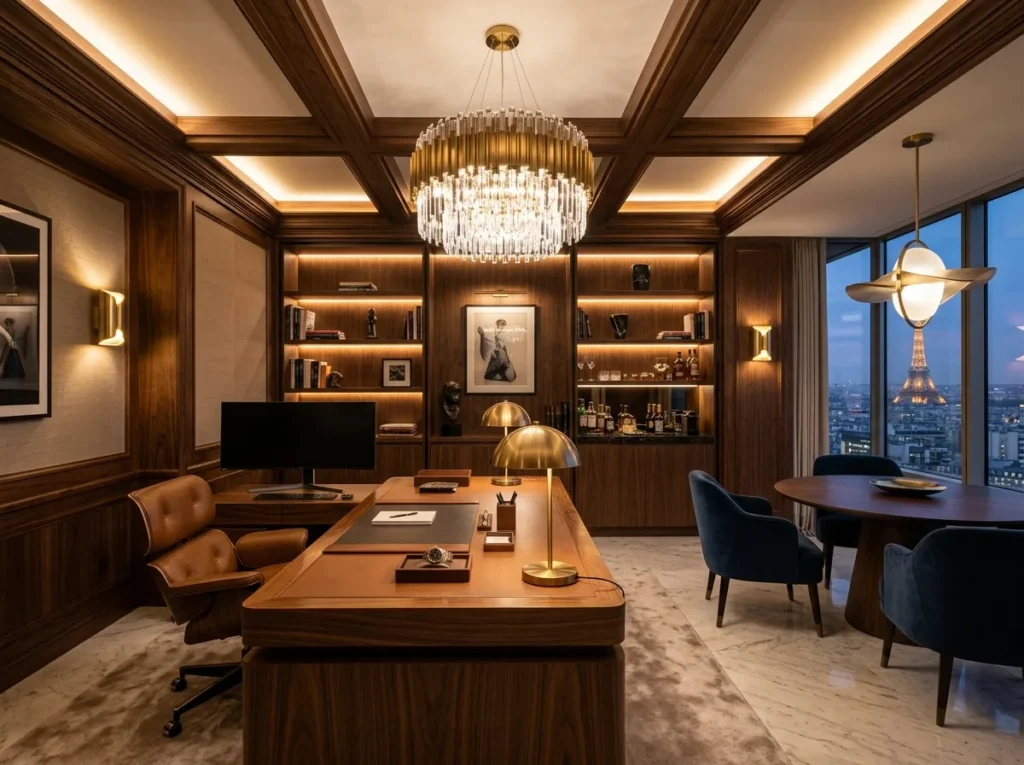 Stylish desk lamp lighting idea for a cozy and productive home office environment